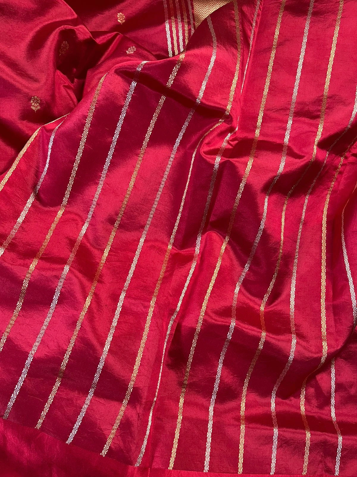 DEEP RED CHINIYA SILK PURE HANDLOOM BANARASI SAREE