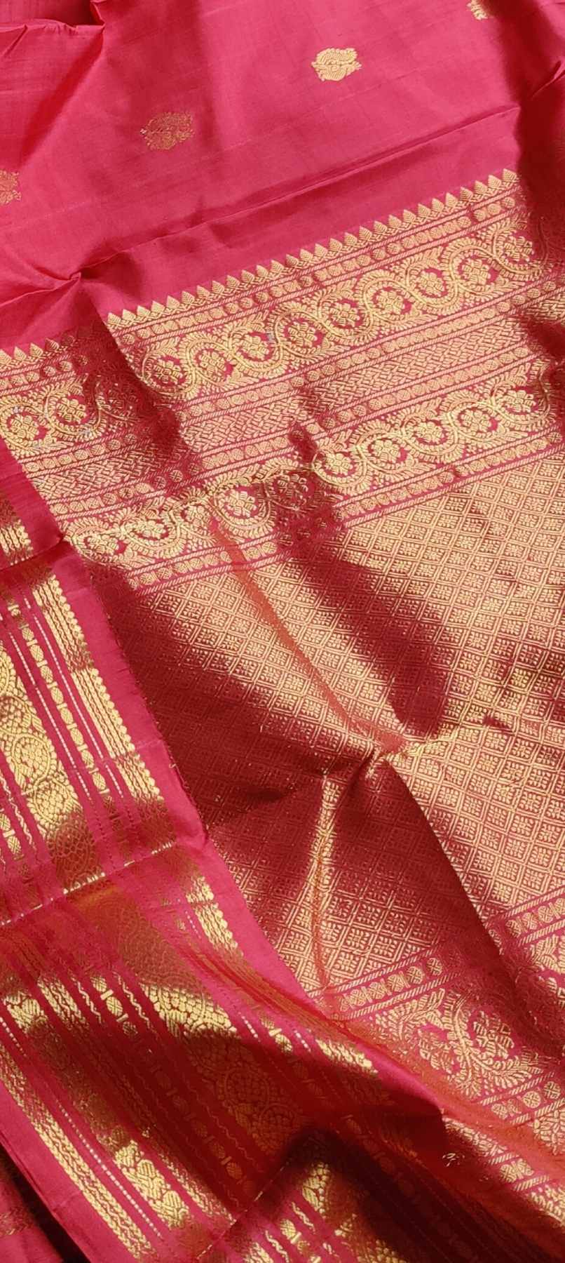 ORANGISH PINK SILK PURE HANDLOOM KANJIVARAM SAREE
