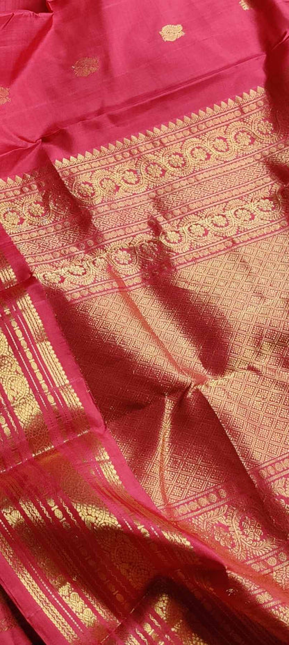 ORANGISH PINK SILK PURE HANDLOOM KANJIVARAM SAREE