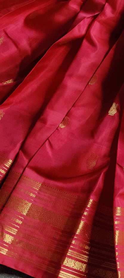 ORANGISH PINK SILK PURE HANDLOOM KANJIVARAM SAREE