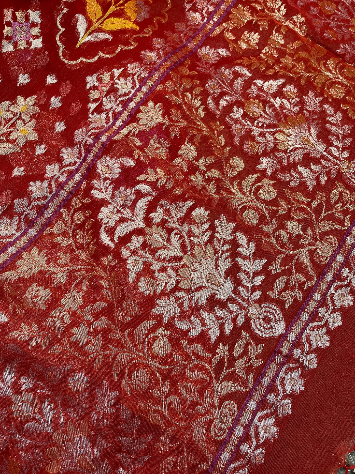 RED COTTON PURE HANDLOOM BANARASI SAREE