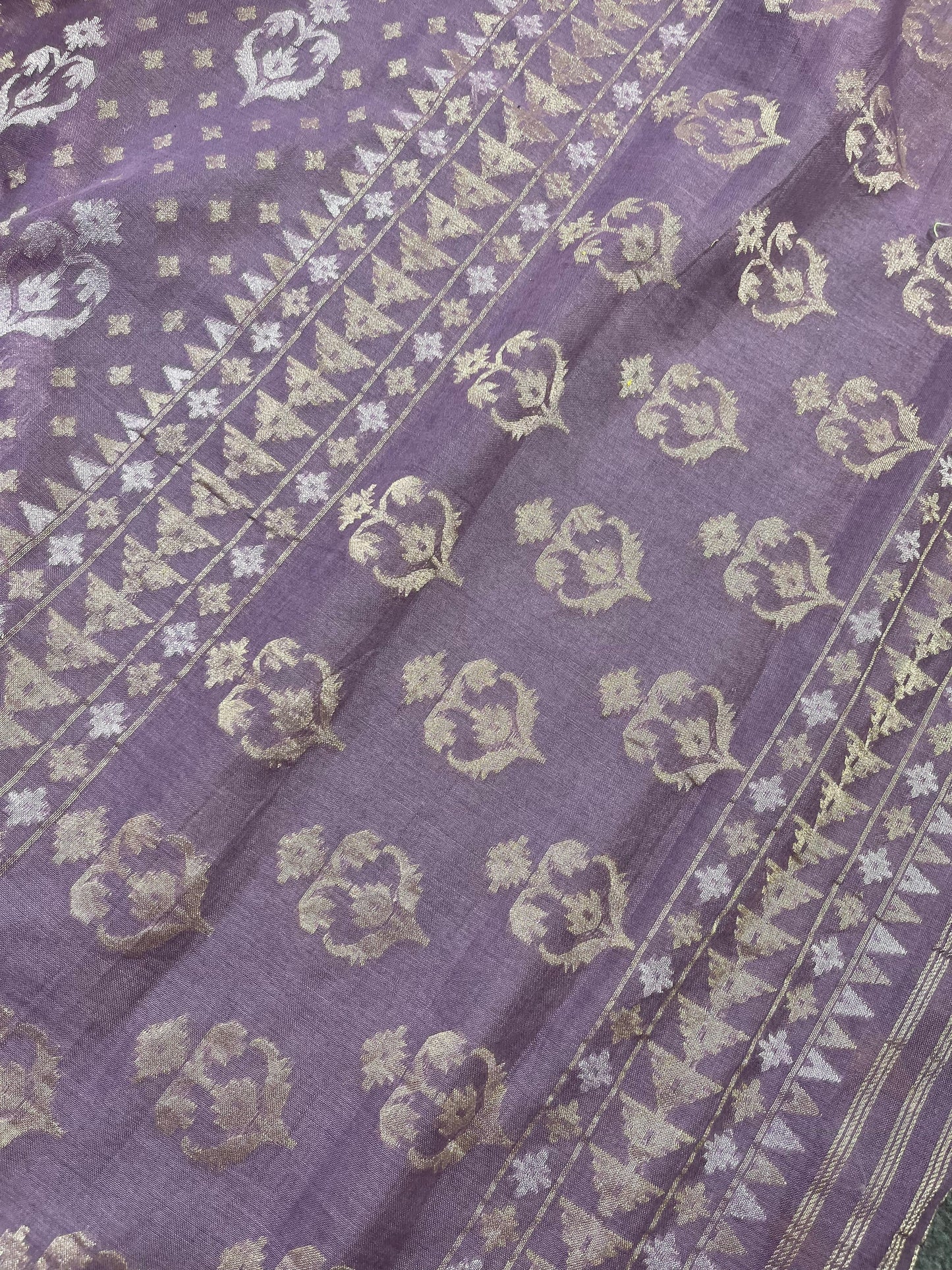LILAC COTTON PURE HANDLOOM BANARASI SAREE
