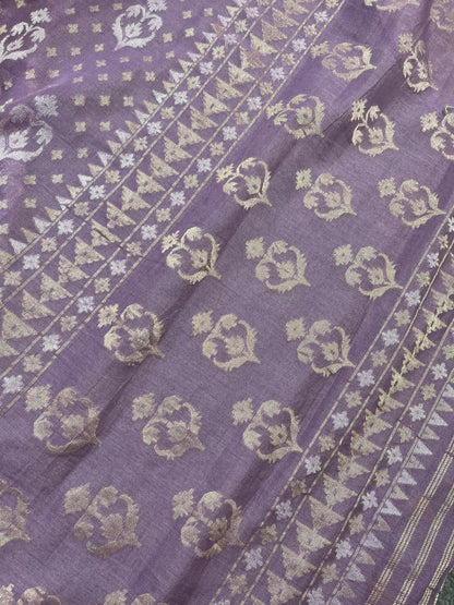 LILAC COTTON PURE HANDLOOM BANARASI SAREE