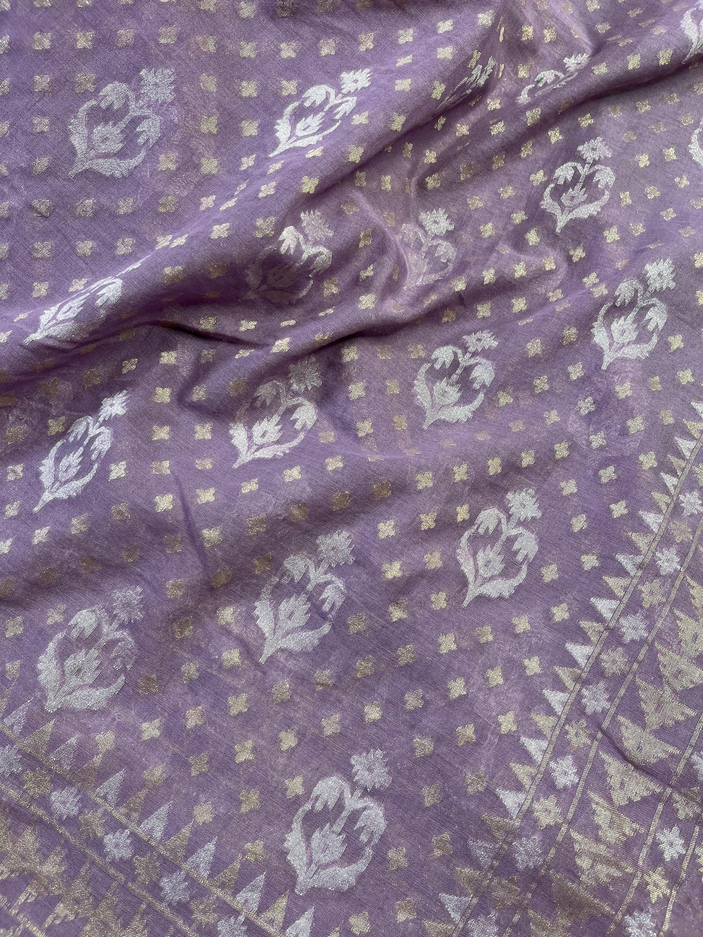 LILAC COTTON PURE HANDLOOM BANARASI SAREE