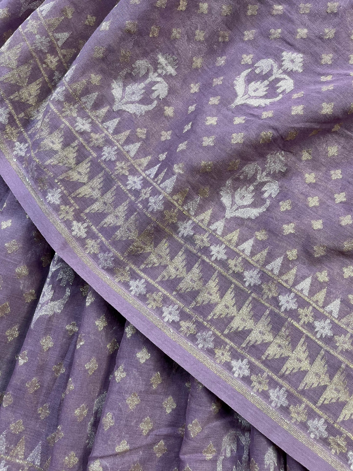LILAC COTTON PURE HANDLOOM BANARASI SAREE