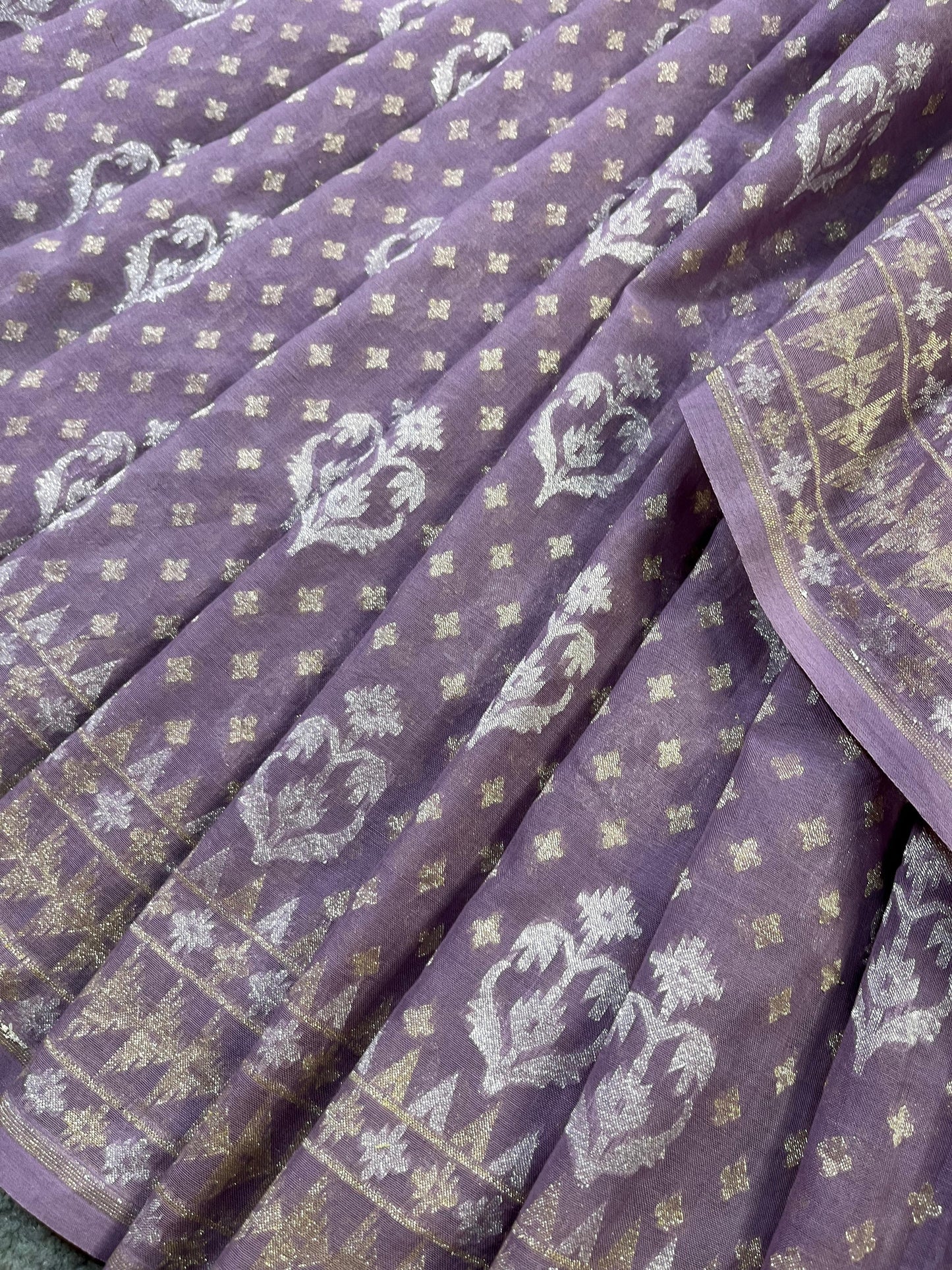 LILAC COTTON PURE HANDLOOM BANARASI SAREE