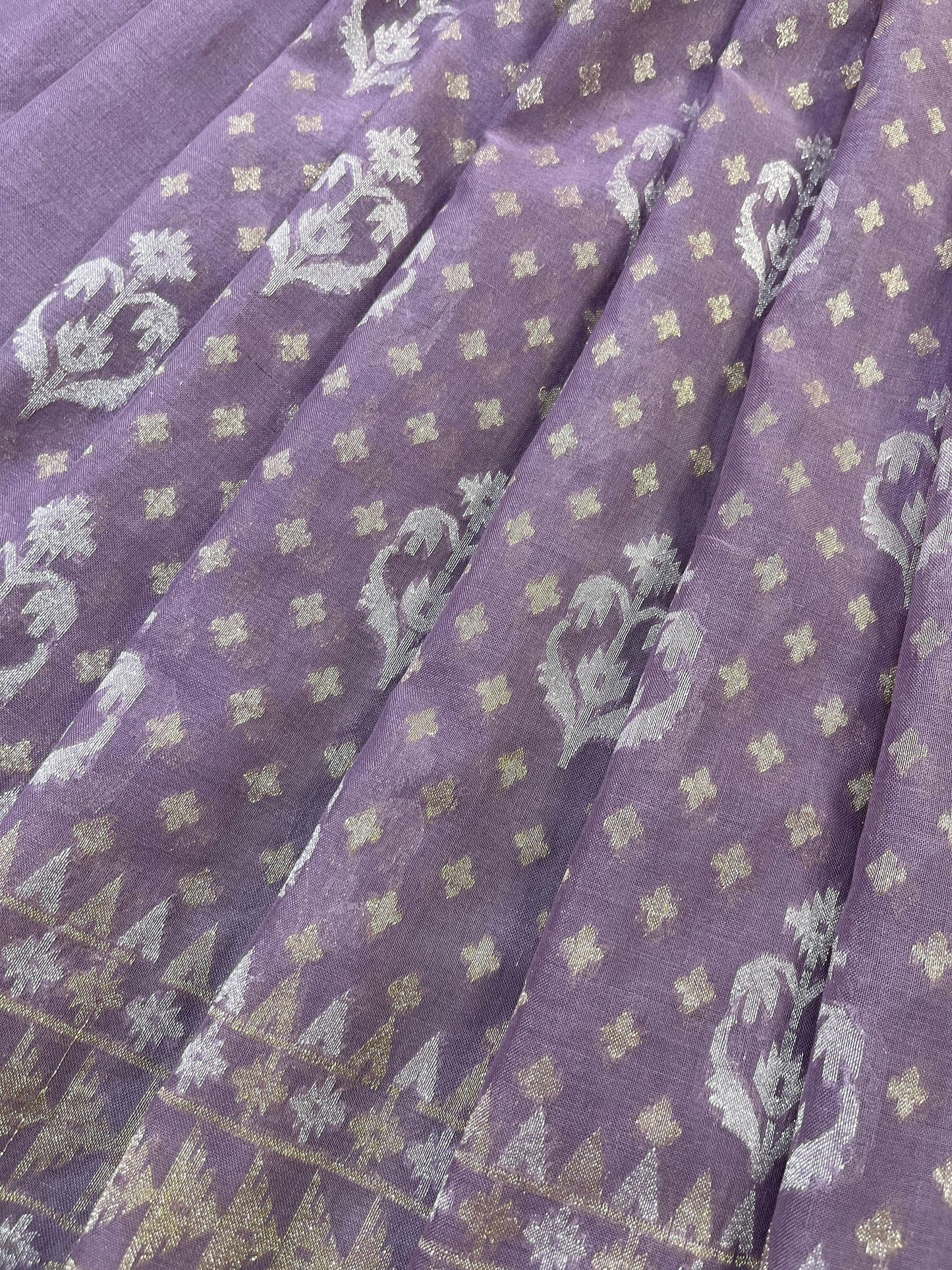 LILAC COTTON PURE HANDLOOM BANARASI SAREE