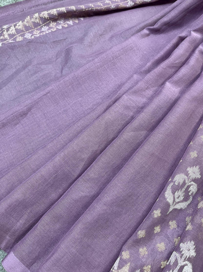 LILAC COTTON PURE HANDLOOM BANARASI SAREE