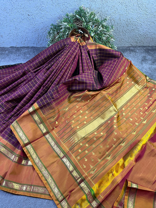 WINE SILK PURE HANDLOOM KANJIVARAM SAREE