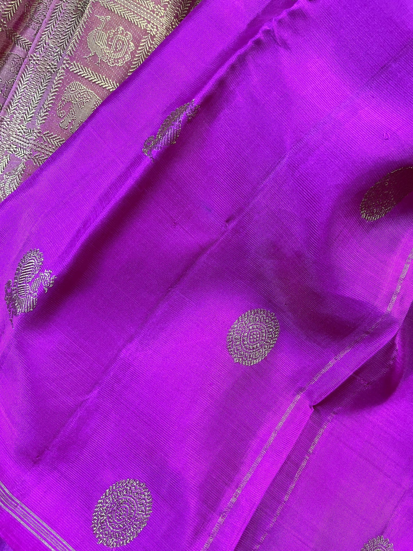 TWO TONE GREEN MUSTARD AND PINK SILK PURE HANDLOOM KANJIVARAM MUBBAGAM SAREE