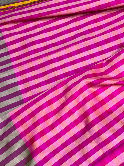VIBRANT RANI PINK PURE HANDLOOM ASSAMESE SAREE