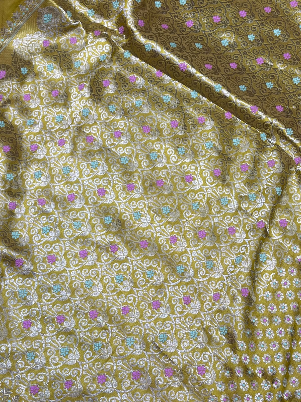 MUSTARD YELLOW PURE HANDLOOM ASSAMESE SAREE