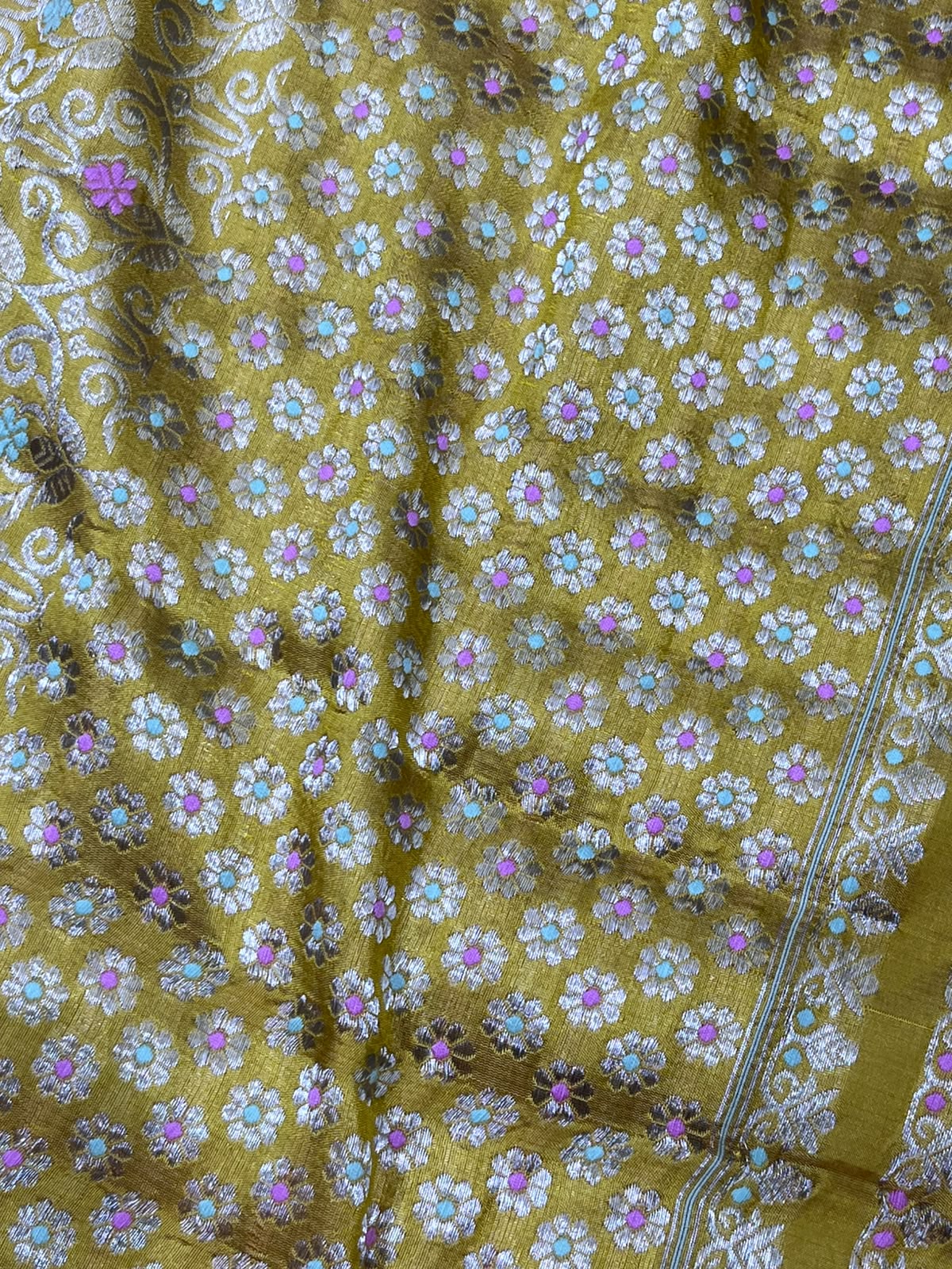 MUSTARD YELLOW PURE HANDLOOM ASSAMESE SAREE