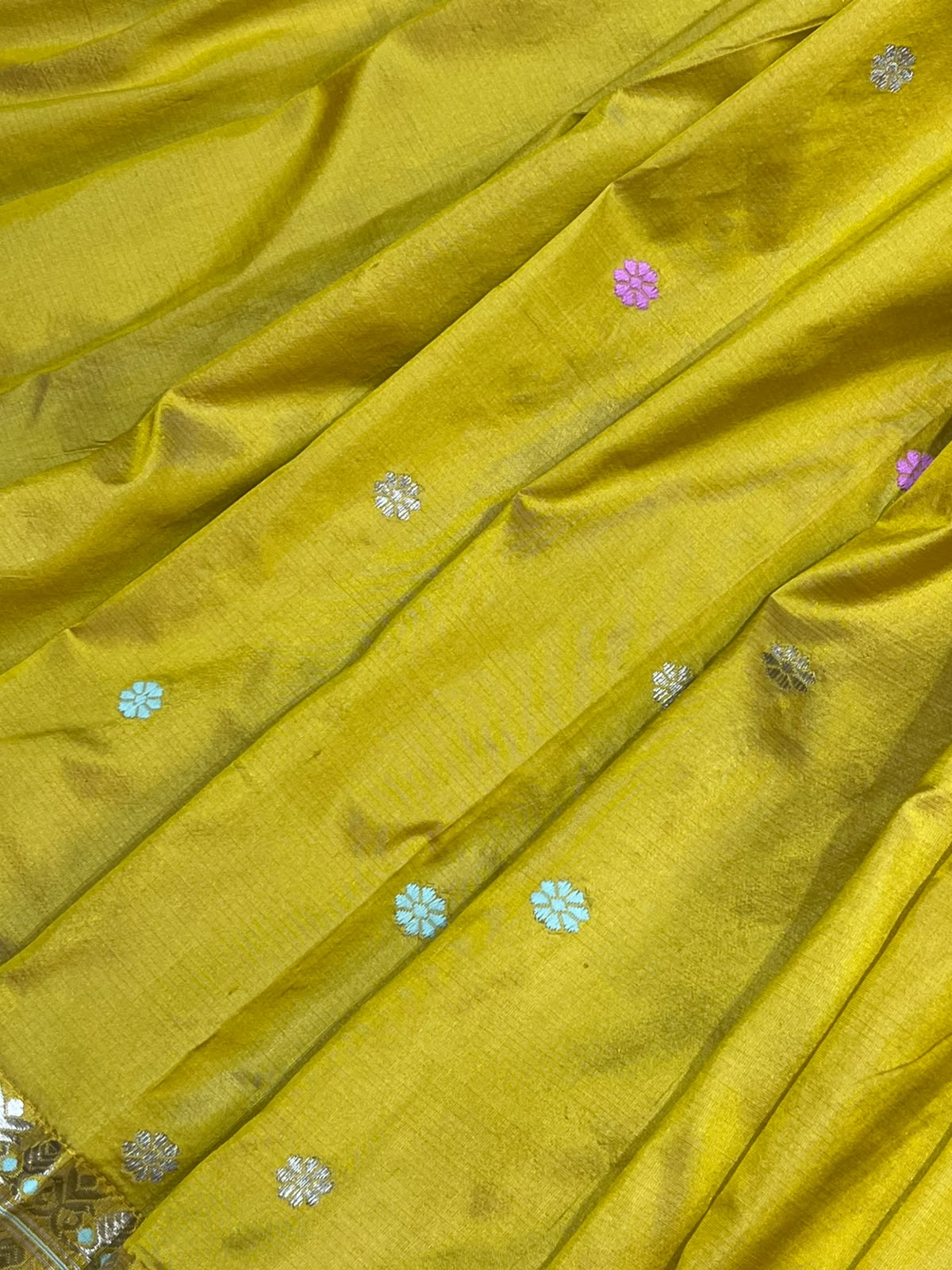 MUSTARD YELLOW PURE HANDLOOM ASSAMESE SAREE