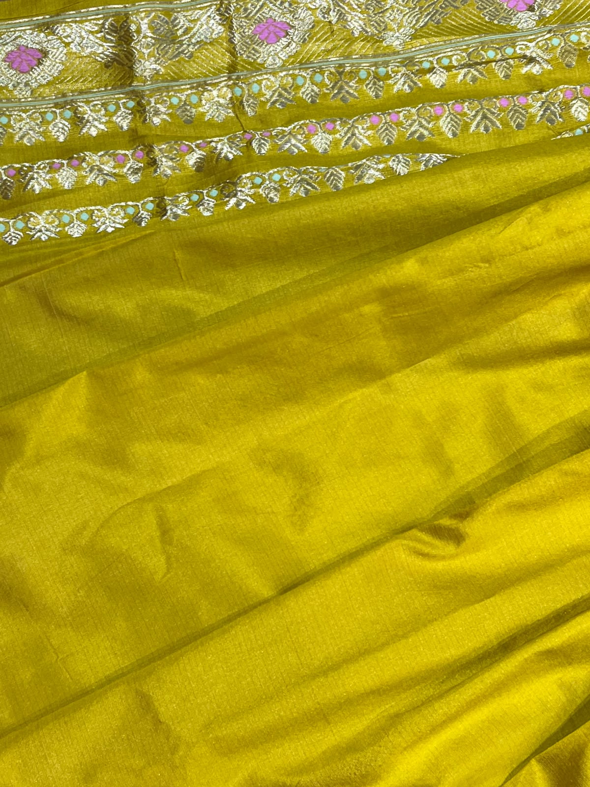 MUSTARD YELLOW PURE HANDLOOM ASSAMESE SAREE