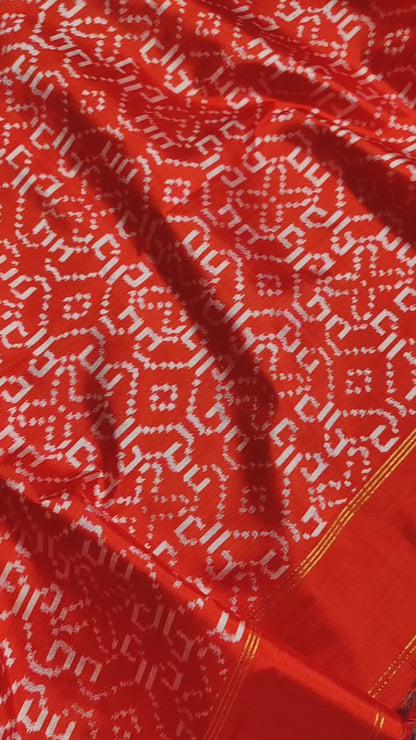 YELLOW RED BLACK SILK PURE HANDLOOM IKKAT SAREE