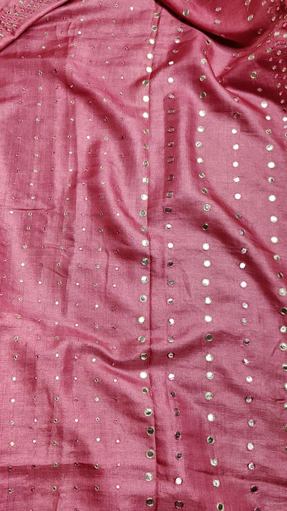 PINK TUSSAR SILK PURE HANDLOOM EMBROIDERY SAREE