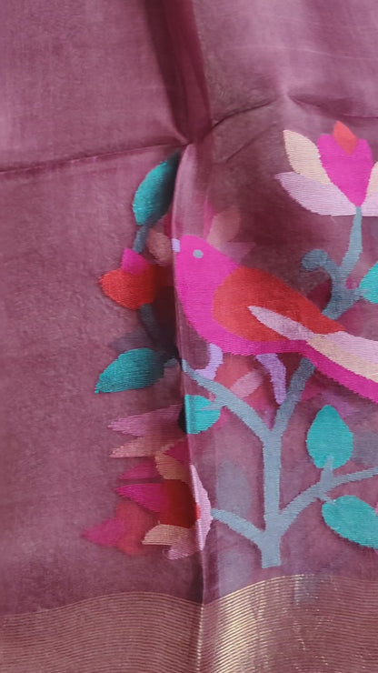 BEETROOT PURE HANDLOOM MUSLIN JAMDANI DUPATTA