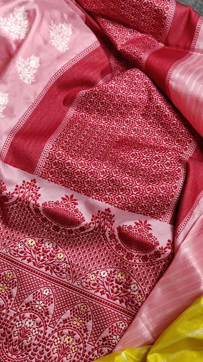ICE PINK SILK PURE HANDLOOM BANARASI SAREE