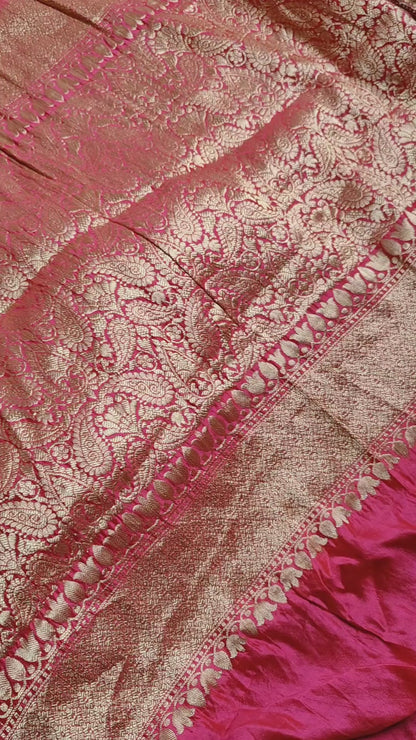 PINK AND DARK CORAL SILK PURE HANDLOOM BANDHEJ SAREE