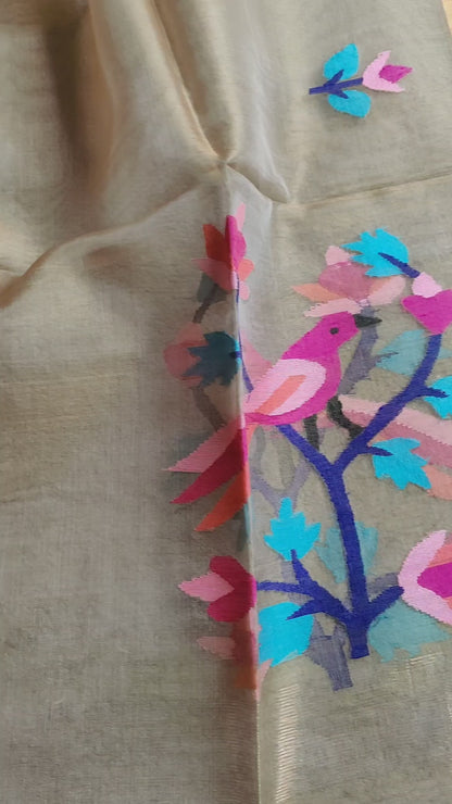 CREAM PURE HANDLOOM MUSLIN JAMDANI DUPATTA