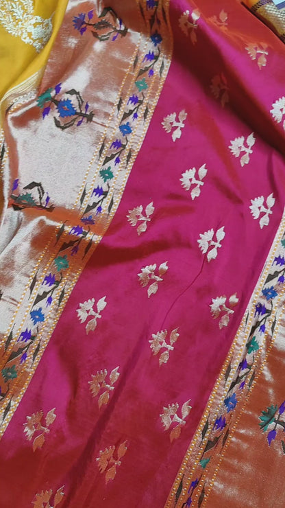 YELLOW SILK PURE HANDLOOM PAITHANI SAREE