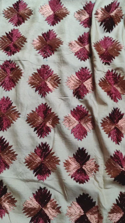 BEIGE SILK PURE HANDLOOM PHULKARI DUPATTA