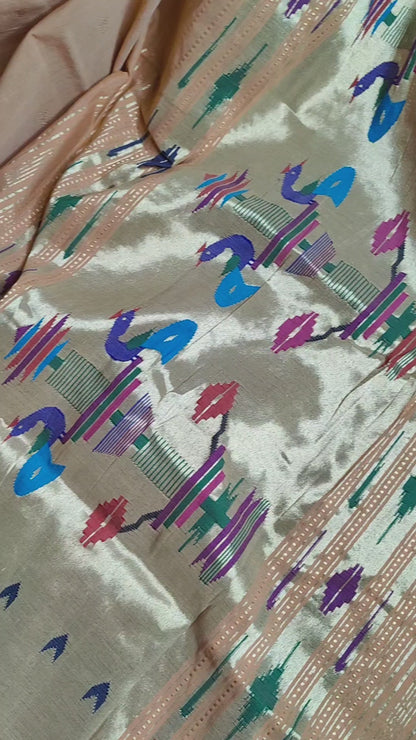 SANDALWOOD COTTON PURE HANDLOOM PAITHANI SAREE