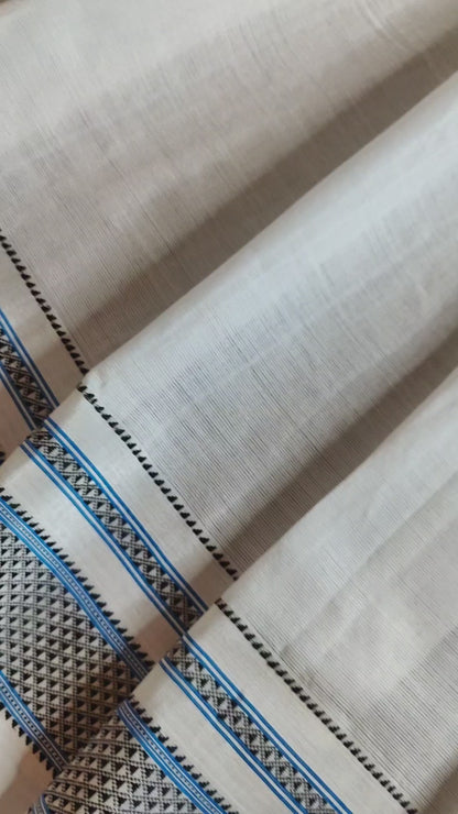 WHITE COTTON PURE HANDLOOM IRKAL SAREE
