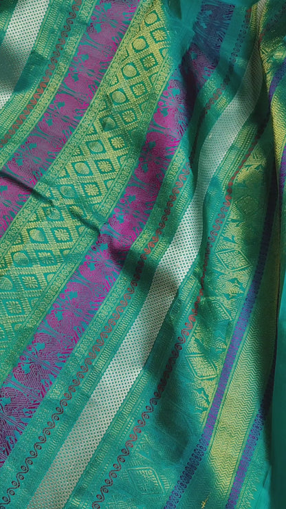 DARK CORAL PINK SILK PURE HANDLOOM KANJIVARAM SAREE