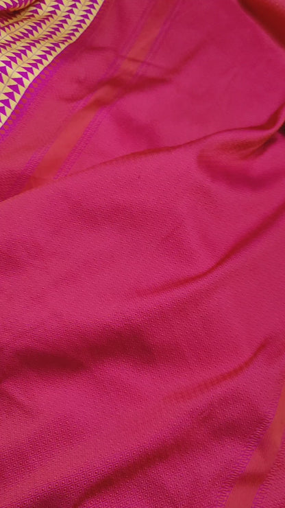 PINK SPUN SILK PURE HANDLOOM  BANARASI SAREE
