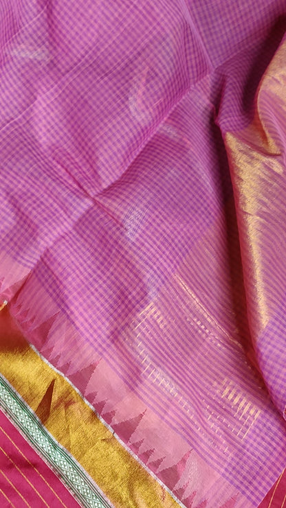 PINK PURE HANDLOOM PONDRU KHADI SAREE