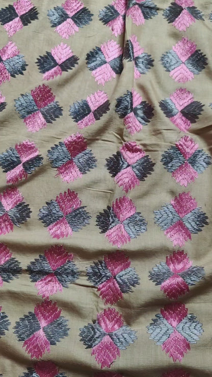 BROWN SILK PURE HANDLOOM PHULKARI DUPATTA
