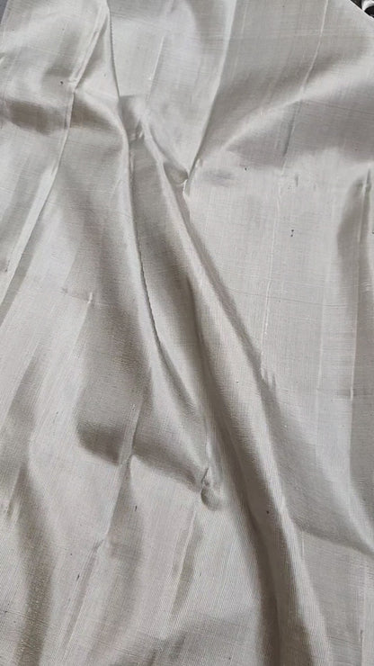IVORY SILK PURE HANDLOOM NONJARI GADWAL SAREE